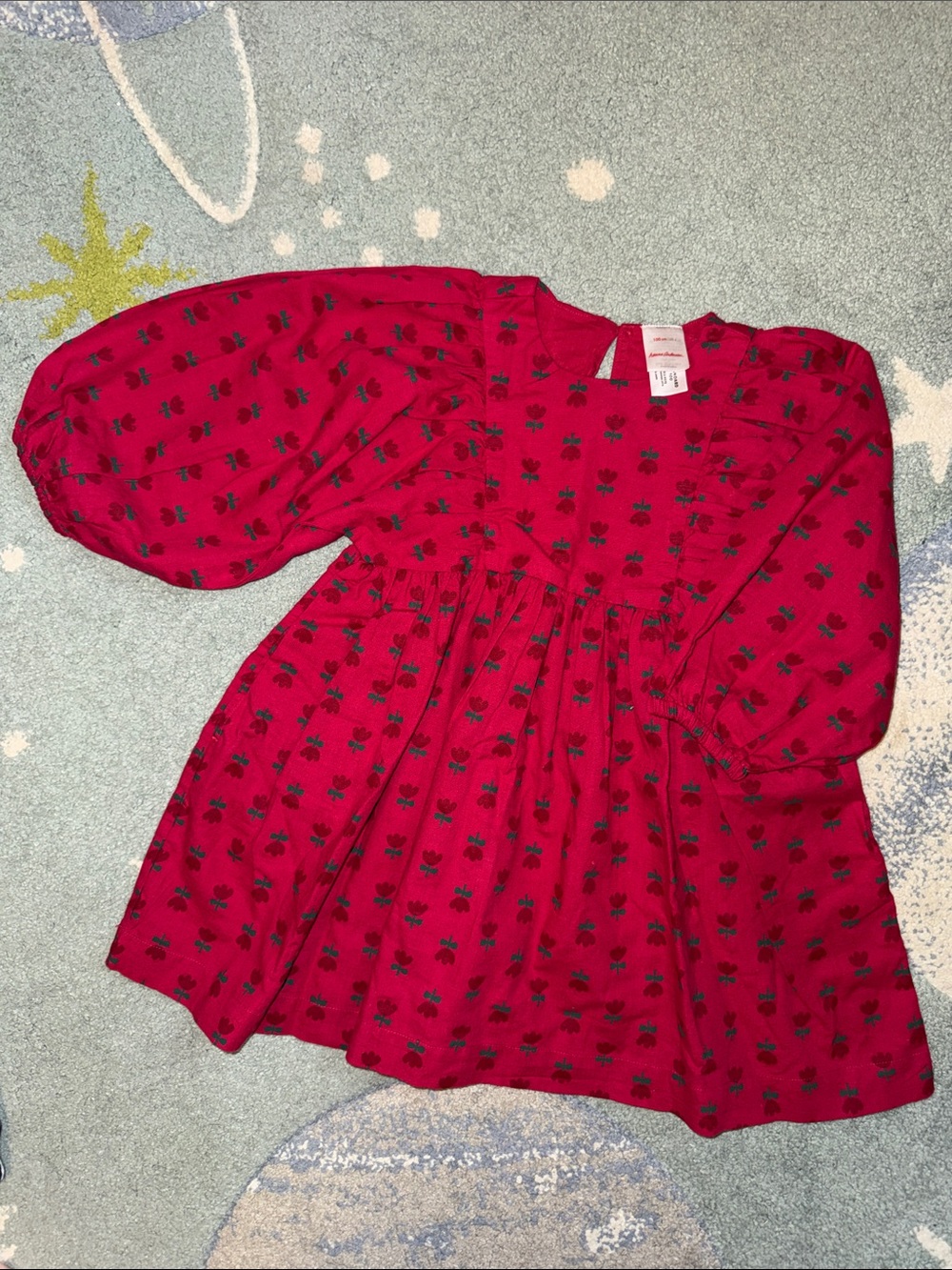 Hanna Andersson Red Floral Puff-Sleeve Dress